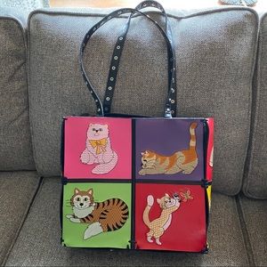Braciano multicolored cat print tote
